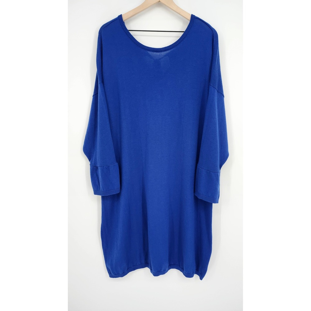 Ellos Cobalt Blue Wool Blend Knit Tunic Dress Size 18/20 Modern Chic Minimalist